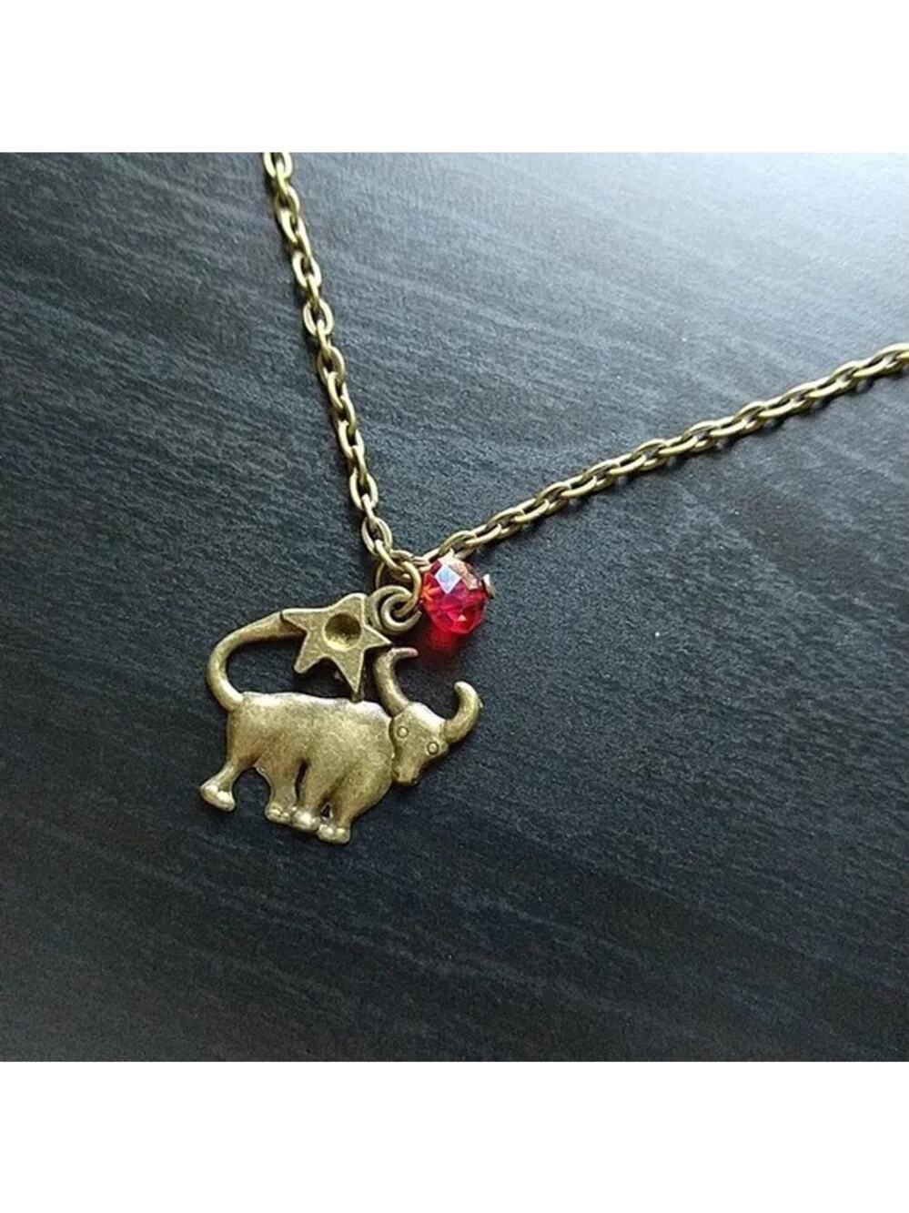 Anklet, Brass Bull Taurus Red Bead 10" new old stock fashion jewelry